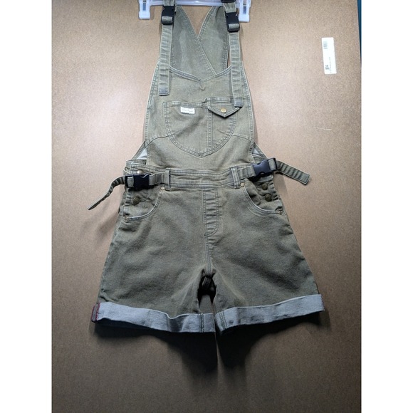 The Mumsie Denim - The Mumsie The Sage Denim Overalls Shorts Olive Green Babywearing Shortalls S